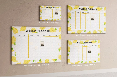 Panou din pluta Calendar săptămânal cu motiv de lămâie
