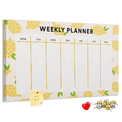 Panou din pluta Calendar săptămânal cu motiv de lămâie