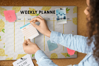Panou din pluta Calendar săptămânal cu motiv de lămâie