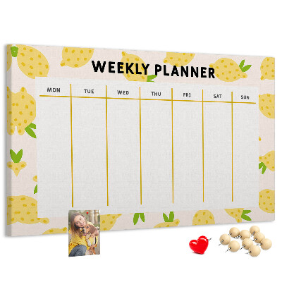 Panou din pluta Calendar săptămânal cu motiv de lămâie