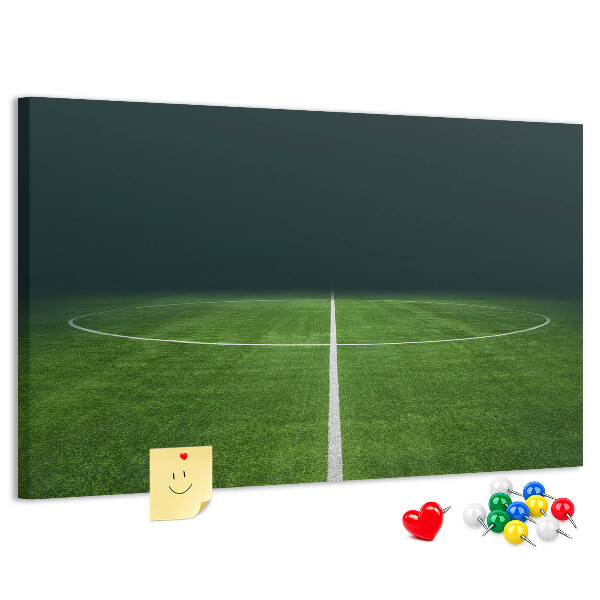 Panou din pluta Teren de fotbal cu linii și iarbă.
