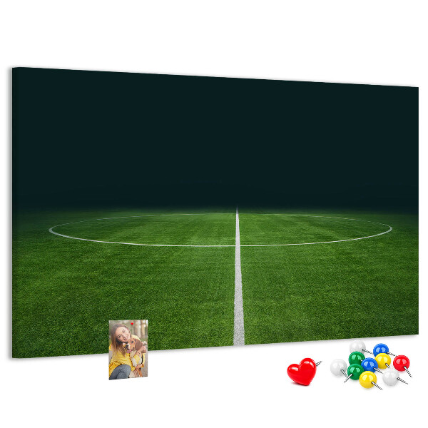 Panou din pluta Teren de fotbal cu linii și iarbă.