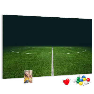 Panou din pluta Teren de fotbal cu linii și iarbă.