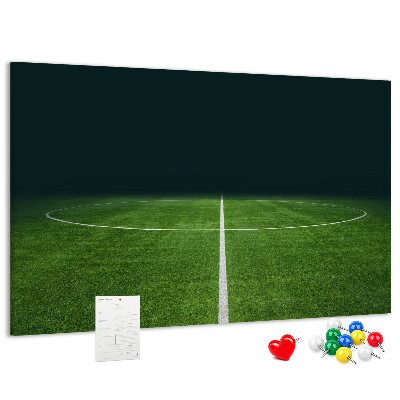 Panou din pluta Teren de fotbal cu linii și iarbă.