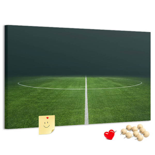 Panou din pluta Teren de fotbal cu linii și iarbă.
