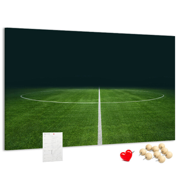 Panou din pluta Teren de fotbal cu linii și iarbă.