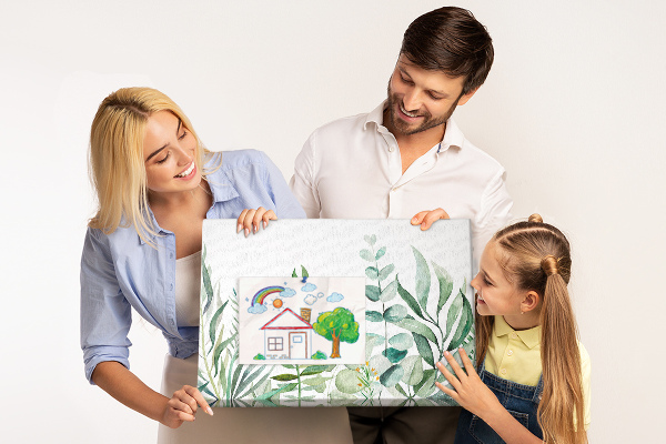 Panou din pluta Frunze tropicale în nuanțe delicate