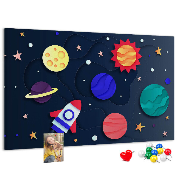 Panou de pluta O călătorie spațială prin planete colorate