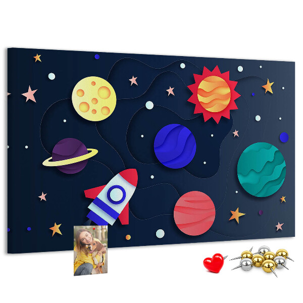 Panou de pluta O călătorie spațială prin planete colorate