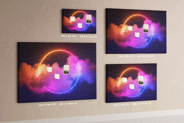 Panou de pluta Nori colorați cu un cerc neon