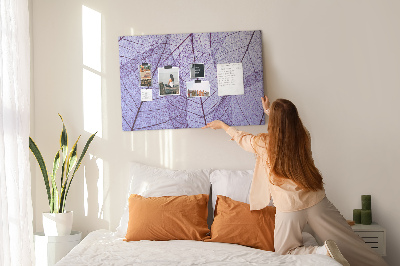 Panou din pluta Un model delicat de frunze pe un fundal violet