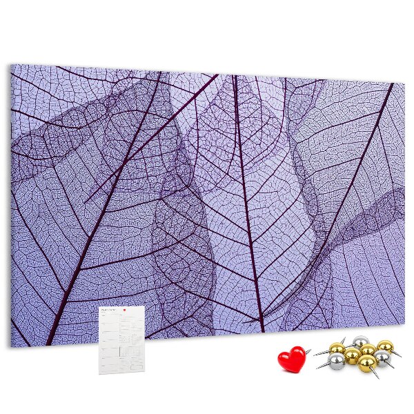 Panou din pluta Un model delicat de frunze pe un fundal violet