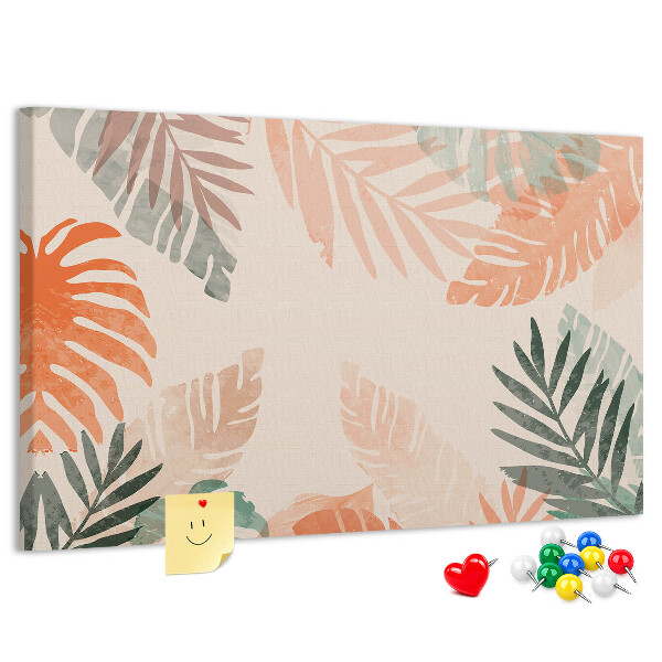 Panou de pluta Frunze tropicale în nuanțe pastelate
