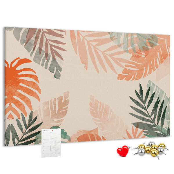 Panou de pluta Frunze tropicale în nuanțe pastelate