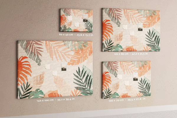 Panou de pluta Frunze tropicale în nuanțe pastelate