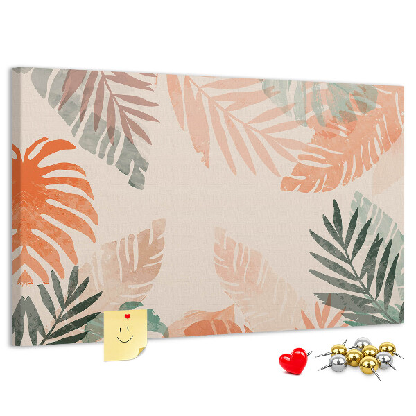 Panou de pluta Frunze tropicale în nuanțe pastelate
