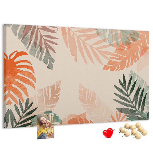 Panou de pluta Frunze tropicale în nuanțe pastelate