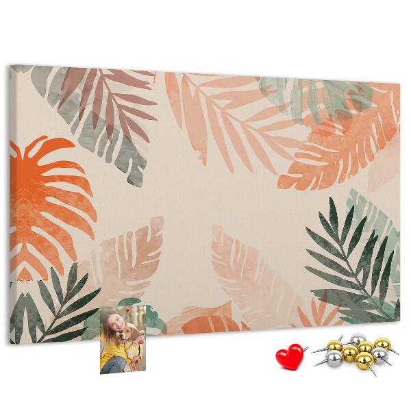 Panou de pluta Frunze tropicale în nuanțe pastelate