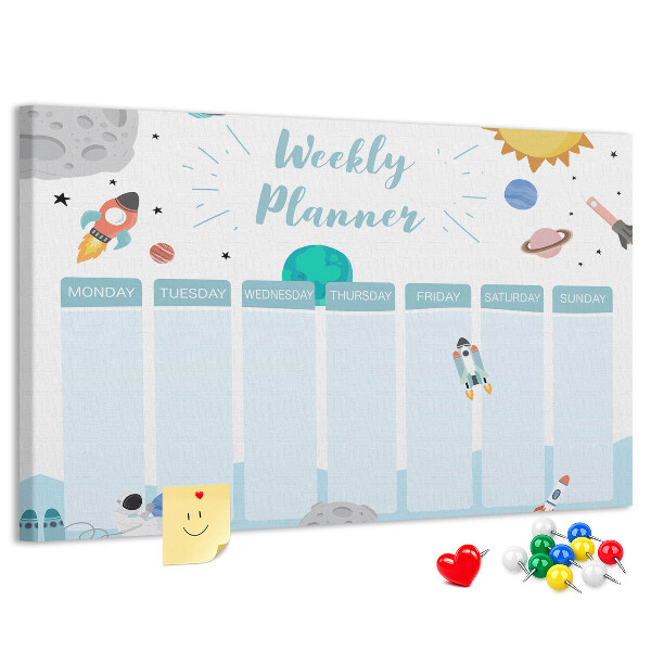 Panou din pluta Calendar săptămânal spațial cu rachete