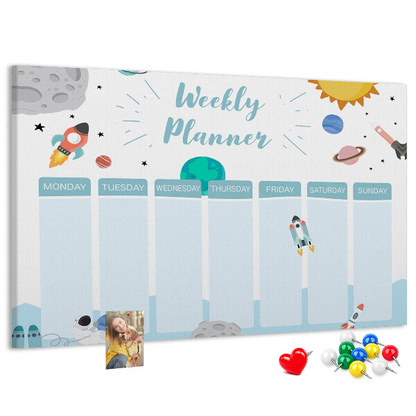 Panou din pluta Calendar săptămânal spațial cu rachete