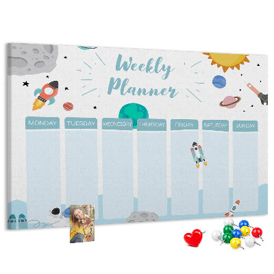 Panou din pluta Calendar săptămânal spațial cu rachete