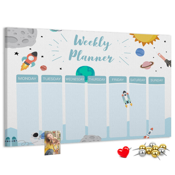 Panou din pluta Calendar săptămânal spațial cu rachete