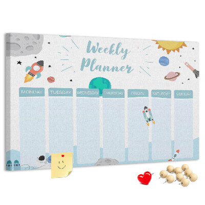 Panou din pluta Calendar săptămânal spațial cu rachete