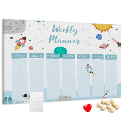 Panou din pluta Calendar săptămânal spațial cu rachete
