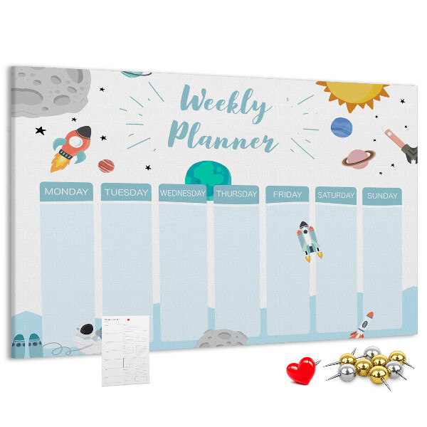 Panou din pluta Calendar săptămânal spațial cu rachete
