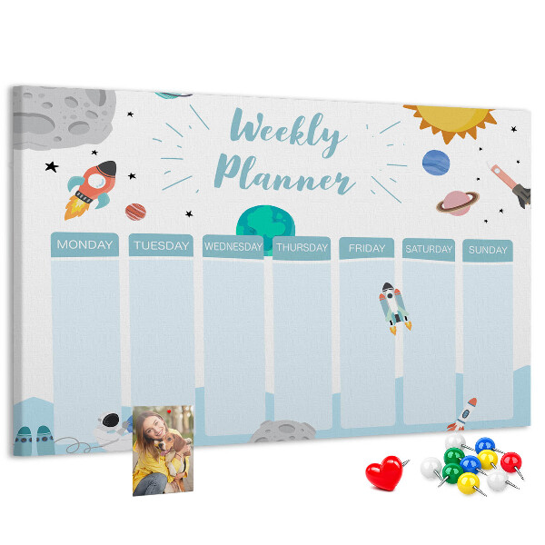 Panou din pluta Calendar săptămânal spațial cu rachete