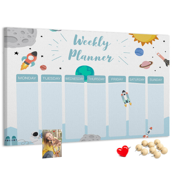 Panou din pluta Calendar săptămânal spațial cu rachete