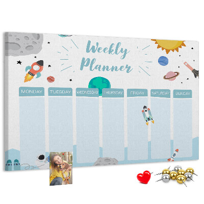 Panou din pluta Calendar săptămânal spațial cu rachete