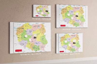 Panou din pluta Harta Poloniei cu voievodate colorate