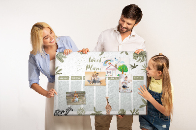 Panou de pluta Planificator săptămânal cu model vegetal