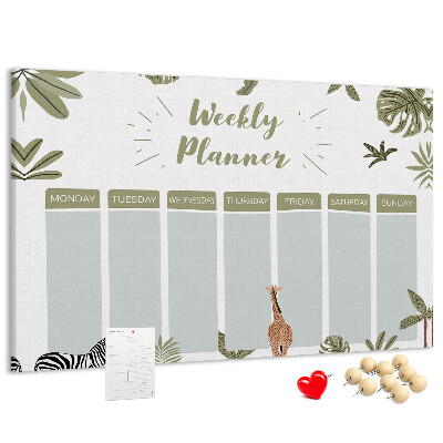 Panou de pluta Planificator săptămânal cu model vegetal