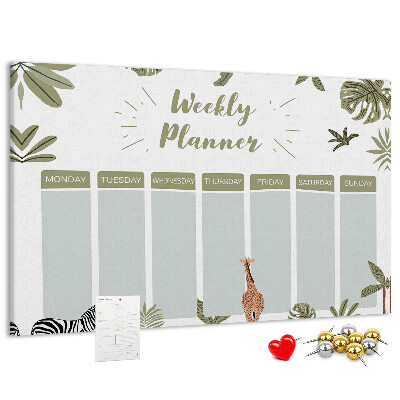 Panou de pluta Planificator săptămânal cu model vegetal