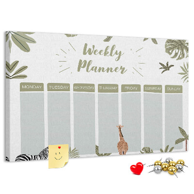 Panou de pluta Planificator săptămânal cu model vegetal