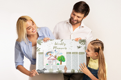 Panou de pluta Planificator săptămânal cu model vegetal