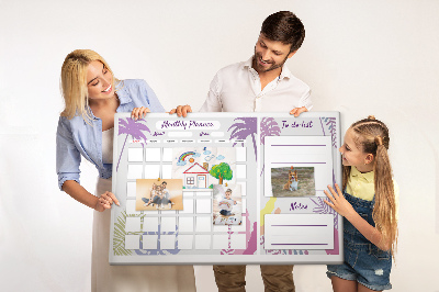 Panou din pluta Calendar lunar cu motiv de plante tropicale