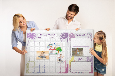 Panou din pluta Calendar lunar cu motiv de plante tropicale
