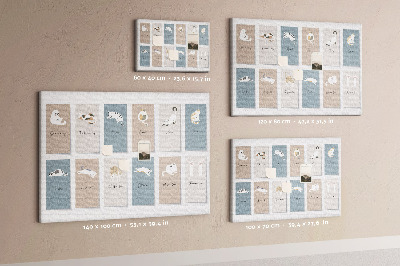 Panou de pluta Calendar cu ilustrații drăguțe cu animale de companie