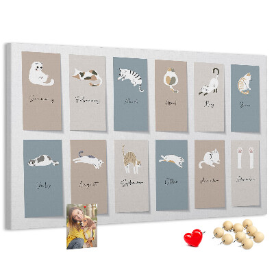 Panou de pluta Calendar cu ilustrații drăguțe cu animale de companie