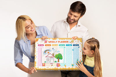 Panou din pluta Planificator săptămânal colorat cu teme școlare