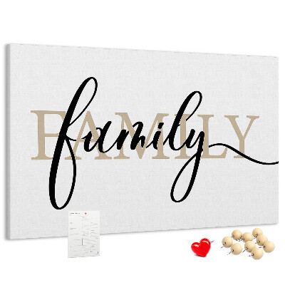 Panou de pluta Inscripție elegantă „familie” pe fundal alb
