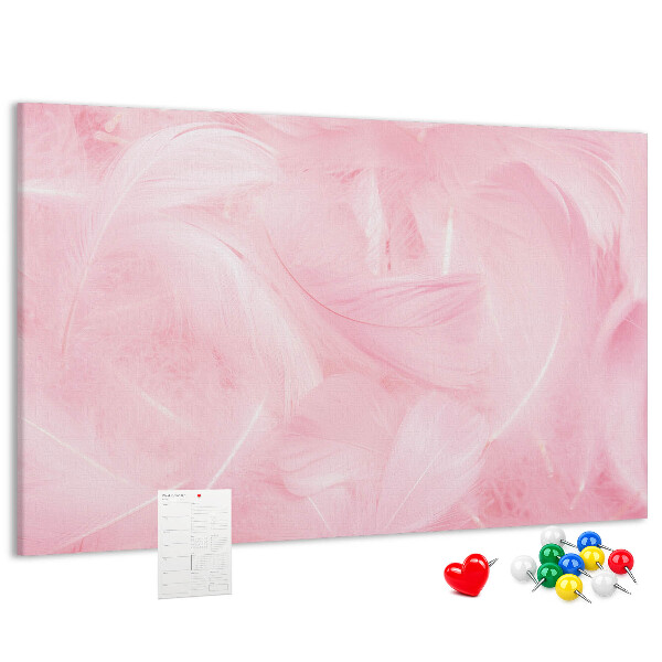 Panou de pluta Pene roz delicate pe fundal.