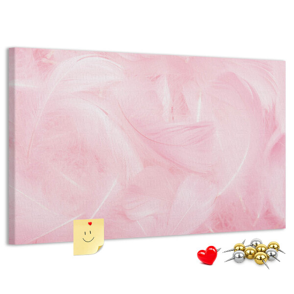 Panou de pluta Pene roz delicate pe fundal.