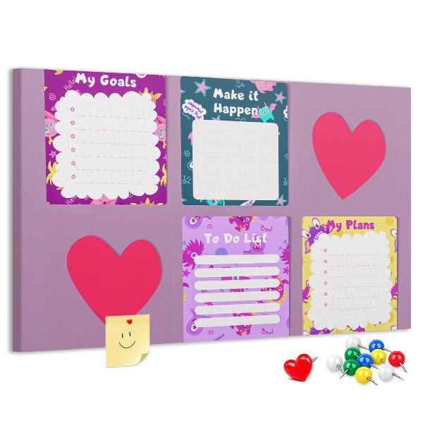 Panou de pluta Caiete colorate cu motiv de inimă
