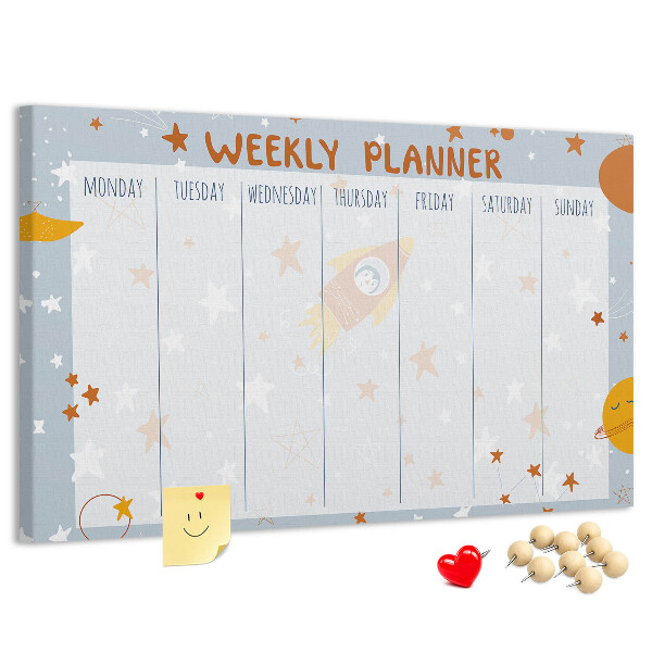 Panou de pluta Program săptămânal cosmic cu stele