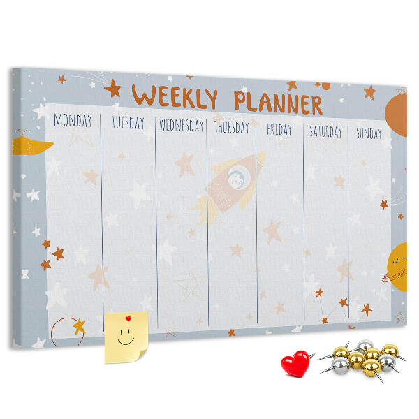Panou de pluta Program săptămânal cosmic cu stele