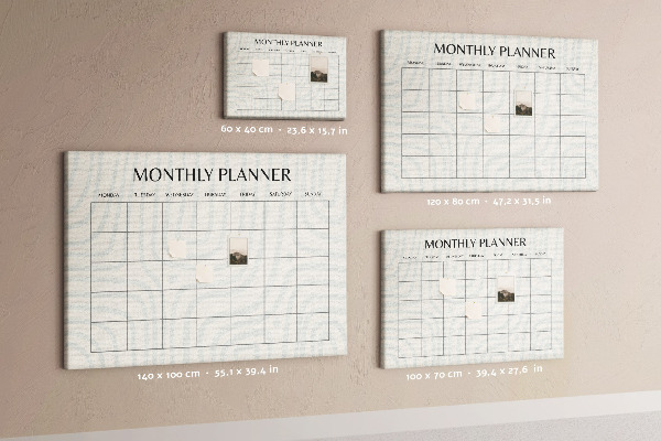 Panou din pluta Planificator lunar cu design minimalist